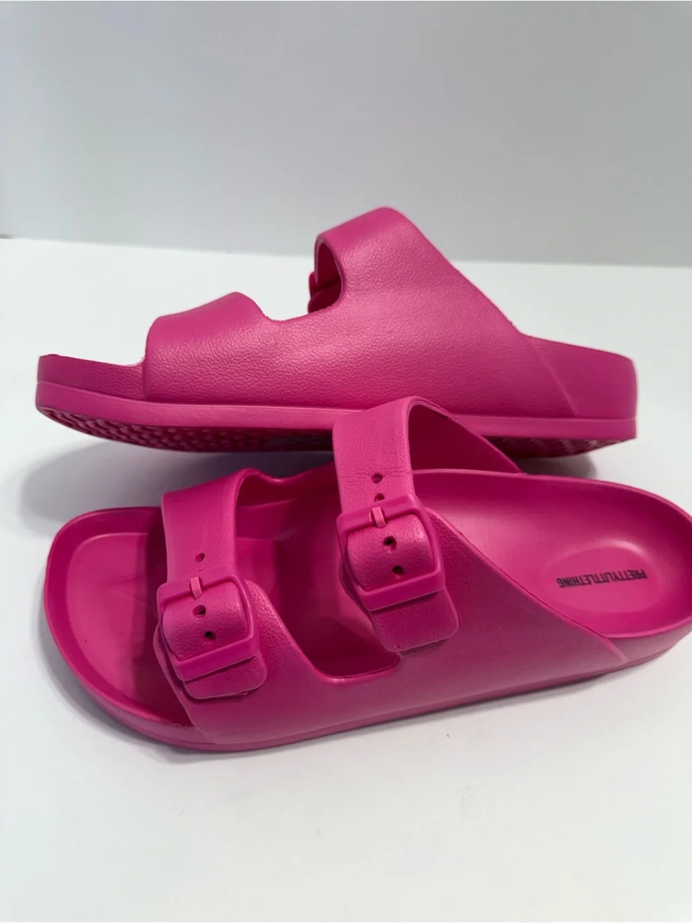 PrettyLittleThing Hot Pink Double Buckle Slide Sandals Wide. Barbie Vibes, Beach